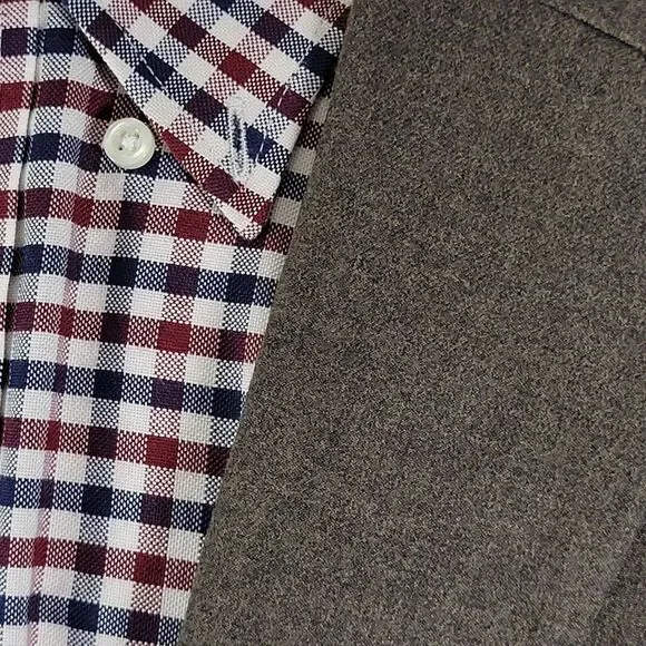 H&M Men's Flannel Sport Coat Blazer Two Button Brown Poly Blend‎ Regular Fit 42R